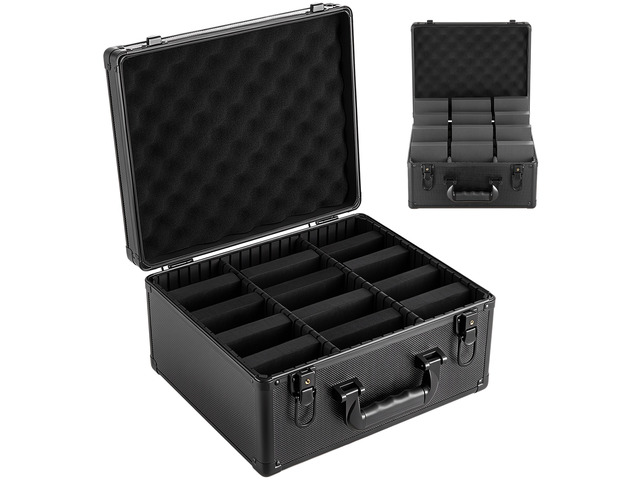 VEVOR Graded Card Case 3 Row 180 PSA Slab Storage Box with Secure Lock, Baseball Sports Trading Cards Holder Collector with 12 Dividers, Key, Holds...