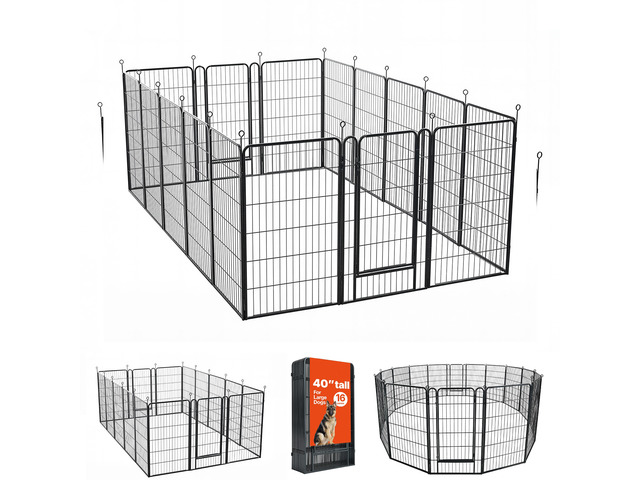 VEVOR Dog Playpen 40 Inch 16 Panels Foldable Metal Exercise Pen Pet Fence, Indoor/Outdoor Heavy Duty Puppy Crate Kennel with Door for Large/Small...