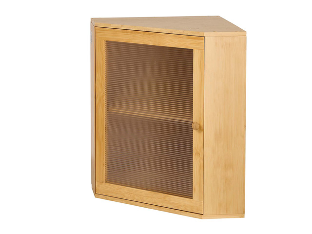 VEVOR Corner Bread Box for Kitchen Counter Bamboo Wood Container Natural, for Homemade Bread, Under Cabinet, and Pantry, Double Layer Farmhouse...