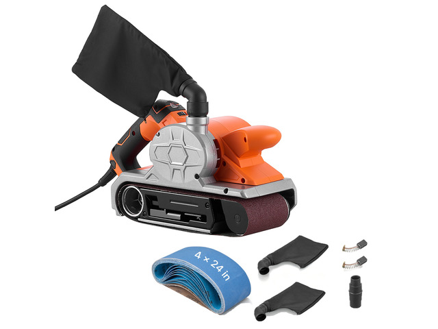VEVOR 11.5A Belt Sander 4' x 24' Woodworking Belt Sander 6 Variable Speeds, 900-1550 FPM Sanding Machine with 10PCS Sanding Belts, 2 Dust Bags &...