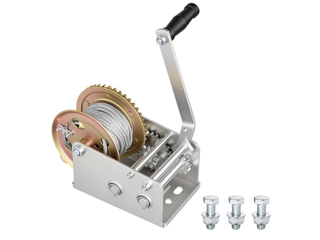 VEVOR Boat Winch, 3500 lbs Hand Winch, Heavy Duty Manual Rope Crank with 32.8ft Steel Wire, Portable Two-Way Ratchet, 2 Speed Switchable, Anti-Slip...