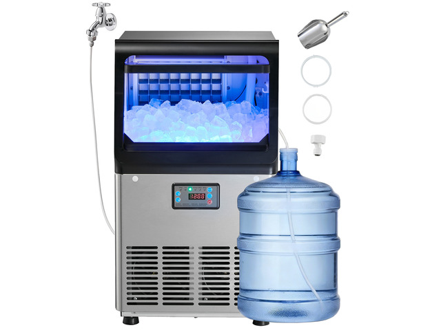 VEVOR Commercial Ice Maker Machine, 90 lbs/24h with 6.8-13 lbs Storage Capacity, Countertop/Freestanding/Under Counter, Stainless Steel Ice Maker...