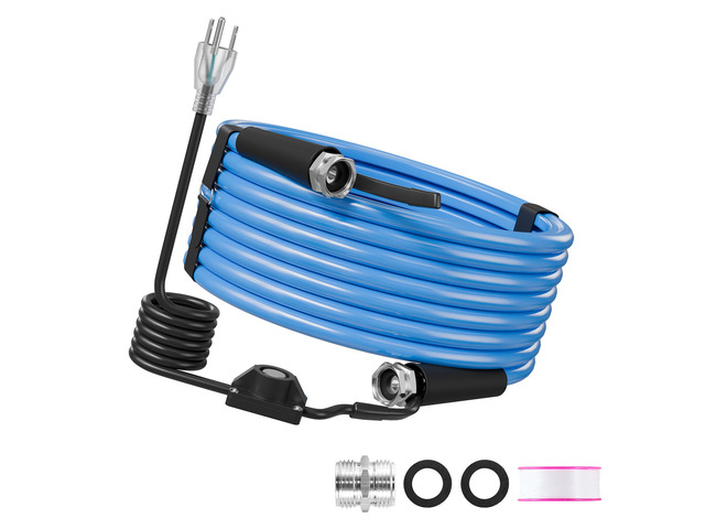 VEVOR 50FT Heated Water Hose for RV Antifreeze to -45°F Drinking Water Hose, 1/2' ID, Smooth Surface, Built-in Thermostat, Freeze & Leak-Proof,...
