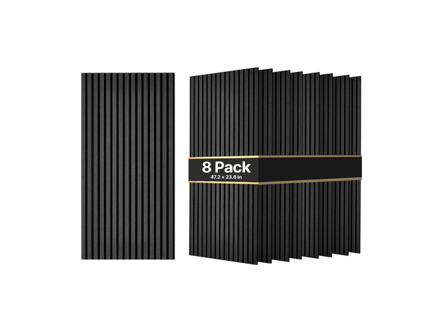 VEVOR Wood Wall Panels, 47.2 x 23.6 in, Acoustic Slat Panels, Black Gray, Sound Absorbing for Living Rooms, Bedrooms, Offices, and Studios,...