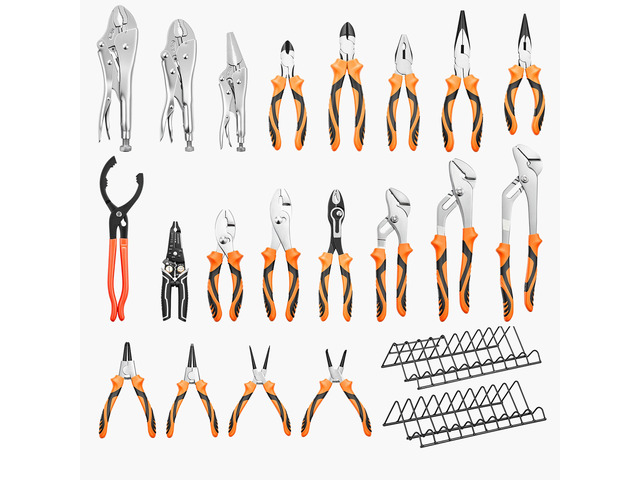 VEVOR Pliers Set 20-Piece Utility Set Polished Carbon Steel Jaw Hand Tools, For DIY & Home Use, Long Nose, Locking, Diagonal, Groove Joint, Snap...