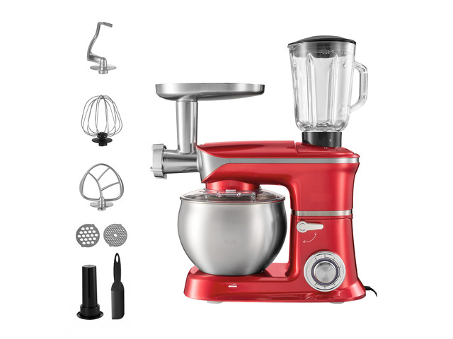 VEVOR 6.3 Qt 3-in-1 Tilt Head Stand Mixer 400W Electric Dough Mixer, Multifunctional Food Kitchen Mixer with Stainless Steel Bowl, Meat Grinder and...