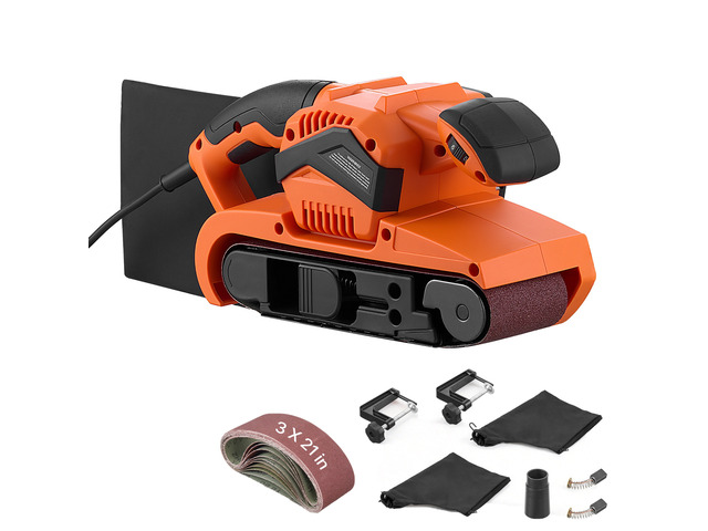 VEVOR 7A Belt Sander 3' x 21' Woodworking Belt Sander 6 Speeds 630-1200 FPM, 2-in-1 Handheld & Benchtop Sanding Machine with 2 Dust Bags, 10PCS...