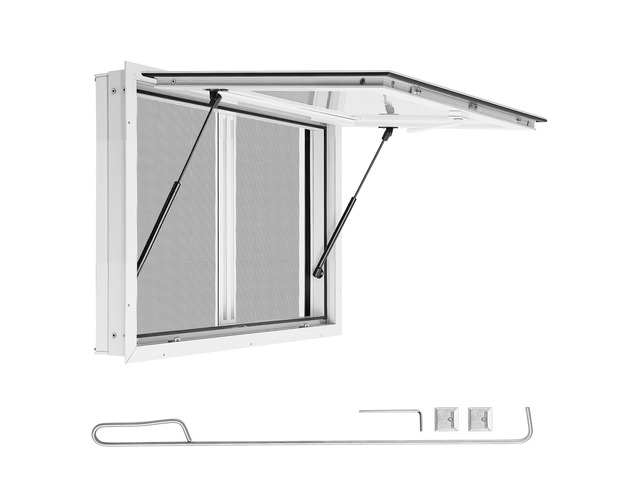 VEVOR Concession Window 36x24 in Aluminum Alloy & Acrylic Service Window, for Food Truck, Up to 85 Degrees Stand Serving with 2 Sliding Screen...
