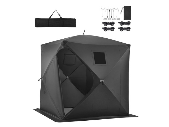 VEVOR Pop Up Ice Fishing Tent 3-4 Person 71 x 71 x 79 in Portable Shelter, for Winter Fishing, 34 sq ft Area, 300D Oxford Fabric Hub-Style Shanty,...