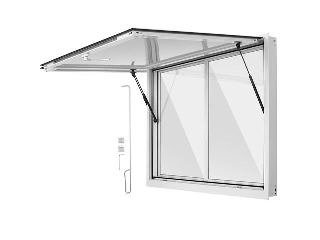 VEVOR Concession Window 48x36 in Aluminum Alloy Service Window, for Food Truck, Up to 85 Degrees Stand Serving with 2 Sliding Acrylic Windows,...