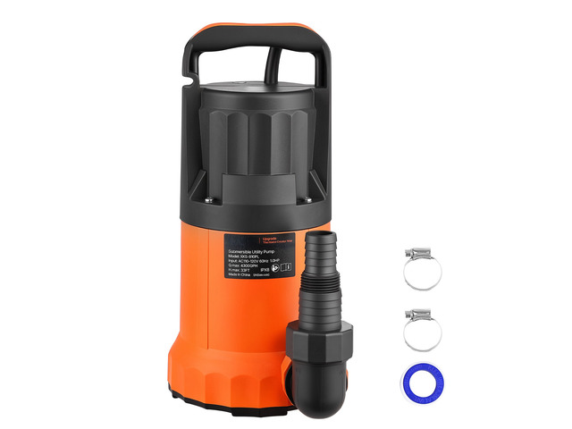 VEVOR Submersible Water Pump 1 HP 4300 GPH 33 ft Head Utility Sump Pump, Portable Water Removal, Thermoplastic Material, for Swimming Pool Draining...