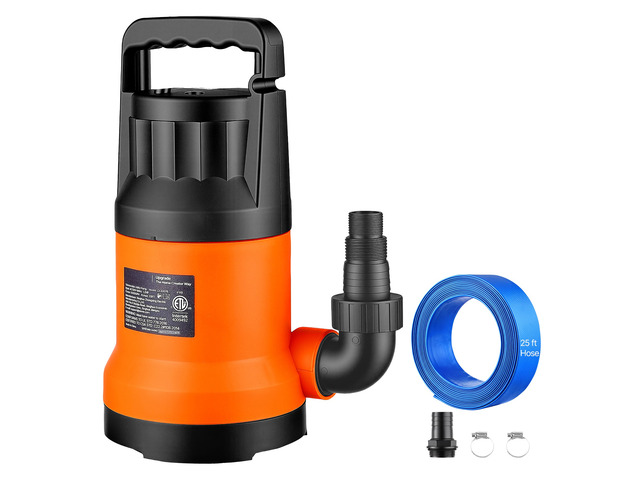 VEVOR Submersible Water Pump with 25 ft Hose 1.2 HP 5000 GPH Sump Pump, Portable Water Removal, Thermoplastic Material, for Swimming Pool Draining...