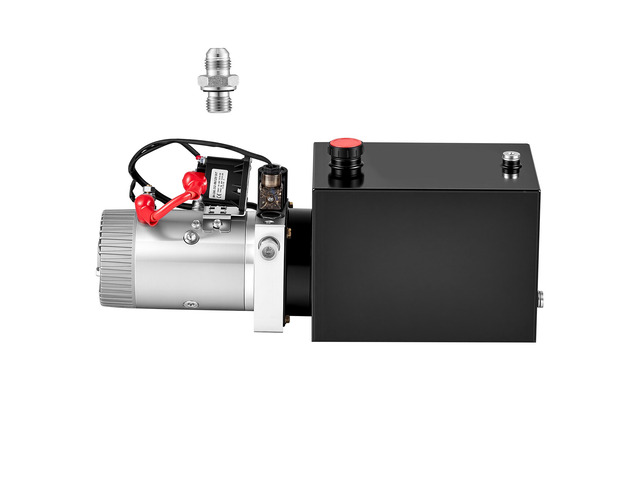 VEVOR 8 Quart Hydraulic Pump, Single Acting Hydraulic Power Unit, 3200 PSI Max Relief Pressure, 0.91 GPM Flow Rate, DC12V 1.6KW Power Unit for Dump...