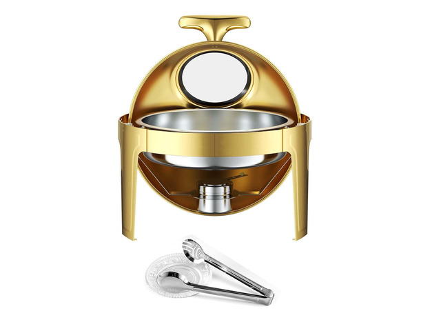 VEVOR 1 Pack Chafing Dish for Buffet Set, 6QT/ 5.7L Stainless Steel Chafer, for Banquet Party Wedding Catering Event, Round Roll Top Buffet...