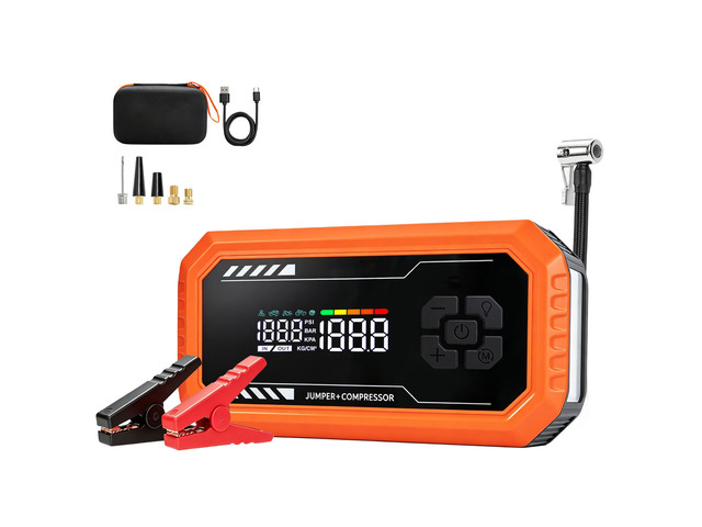 VEVOR Jump Starter with Air Compressor 3000A Peak Car Battery Jump Box, Portable for 9.0L Gas / 6.5L Diesel, 150 PSI Auto-Shutoff Tire Inflator,...