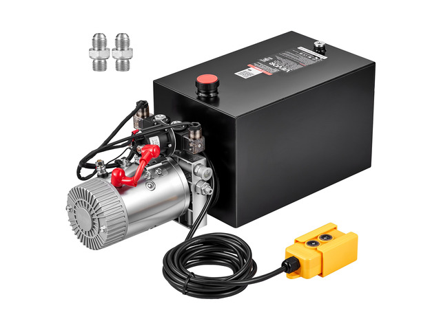 VEVOR 15 Quart Hydraulic Pump, Double Acting Hydraulic Trailer Pump, 3200PSI Max Relief Pressure, 0.91GPM Flow Rate, DC12V 1.6KW Power Unit for...