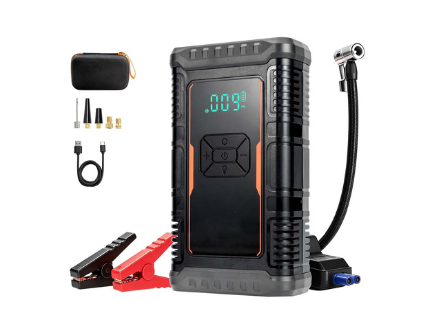 VEVOR Jump Starter with Air Compressor 1600A Peak Car Battery Jump Box, Portable for 6.0L Gas / 3.0L Diesel, 150 PSI Auto-Shutoff Tire Inflator,...