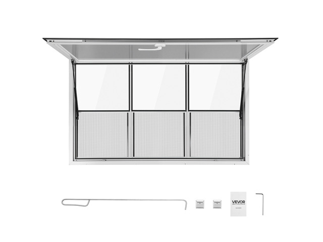 VEVOR Concession Window 60x36 in Aluminum Alloy Service Window, for Food Truck, Up to 85 Degrees Stand Serving with 3 Fixed & 3 Sliding Windows,...