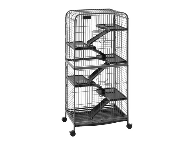 VEVOR Metal Small Animal Cage 52.4'H 6-Tier Rolling Ferret Cage On Wheels, 1' Wire Spacing Large Cages with Ramps, Platform, Tray & Doors for...