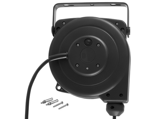VEVOR Retractable Extension Cord Reel 30FT Heavy Duty 16AWG/3C SJTOW Black, for Ceiling/Wall Mount, 10A Circuit Breaker, Automatic Retractable...