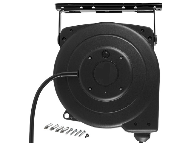 VEVOR Retractable Extension Cord Reel 45FT Heavy Duty 12AWG/3C SJTOW Black, for Ceiling/Wall Mount, 15A Circuit Breaker, Automatic Retractable...