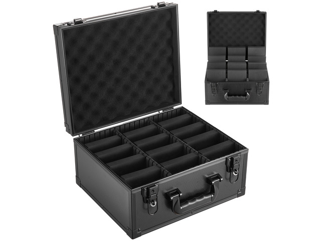 VEVOR Graded Card Case 3 Row 180 PSA Slab Storage Box with Mechanical Lock, Baseball Sports Trading Cards Holder Collector with 12 Dividers, Holds...