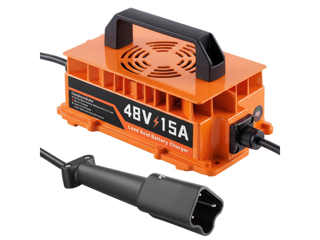 VEVOR Golf Cart Battery Charger 48V 15A Yamaha G29 Drive 3-Pin Leaf Plug, Only for Lead Acid Battery, Aluminum Alloy Shell, Trickle Charging, LED...