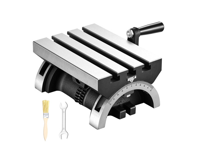 VEVOR Rotary Table 7 x 5 in Tilting Milling Table Heavy Duty Cast Iron Body, Robust & Durable, with 0-45 Degree Left & Right Adjustable, Worm Gear,...