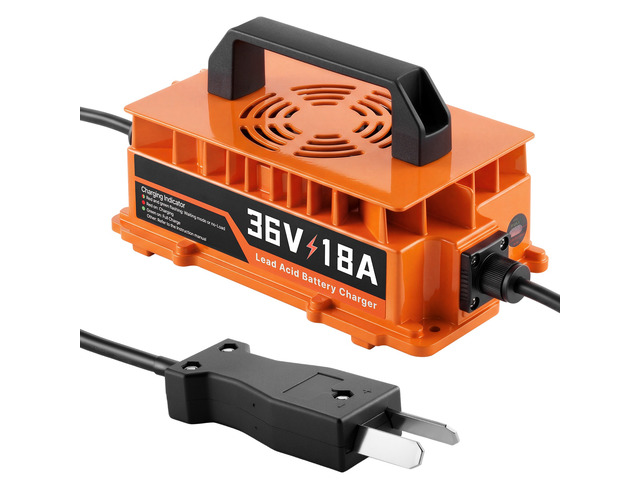 VEVOR Golf Cart Battery Charger 36V 18A Smart Charger with Crowfoot Plug, Only for Lead Acid Battery, Aluminum Alloy Shell, Trickle Charging, LED...