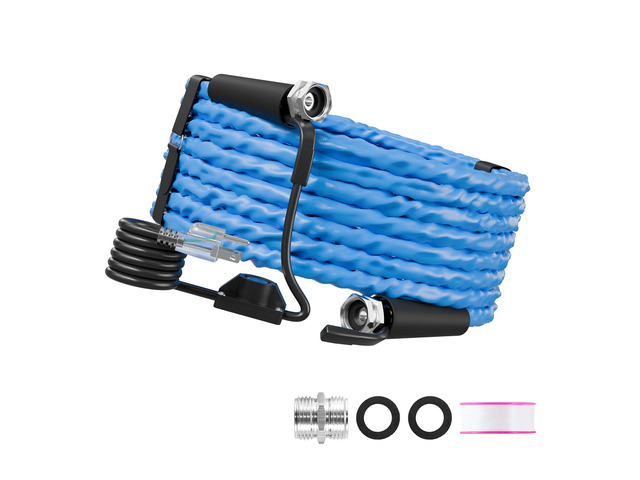 VEVOR 50FT Heated Water Hose for RV Antifreeze to -45°F Drinking Water Hose, 5/8' ID, Corrugated Surface, Built-in Thermostat, Freeze & Leak-Proof,...