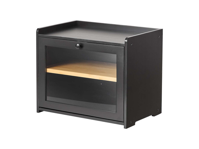 VEVOR Bread Box for Kitchen Counter Bamboo Wood Storage Container Black, for Homemade Bread, Under Cabinet, and Pantry, Double Layer Farmhouse...