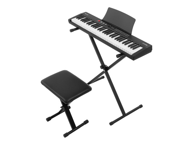 VEVOR Digital Piano 61 Keys Semi Weighted Keyboard Portable Stand Bench, for Beginners, 128 Tones, 128 Rhythms, Dual Power Supply Electronic Piano,...
