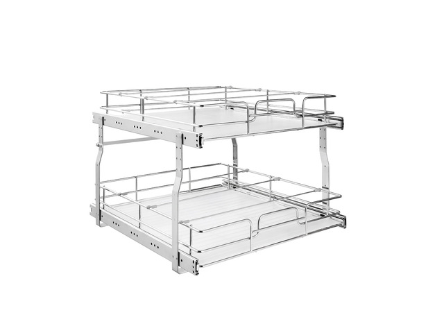 VEVOR 2 Tier Pull Out Cabinet Organizer 20'W x 21.22'D Slide Out Drawers, for Kitchen Bathroom Pantry Organization, Chrome-Plated Finish, Heavy...