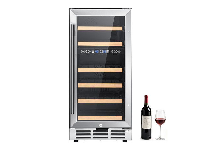 VEVOR 15 inch Wine Fridge 28-Bottle Wine Cooler Refrigerator for Home Bar, Dual Zone, Built-in or Freestanding Compressor Wine Cellar, with Lock,...
