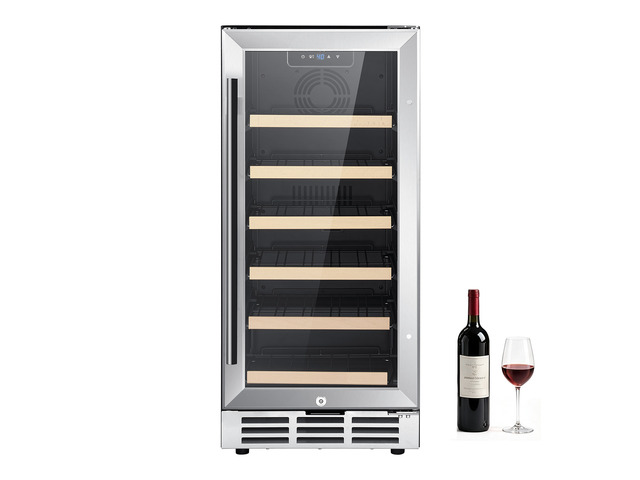 VEVOR 15 inch Wine Fridge 30-Bottle Wine Cooler Refrigerator for Home Bar, Under Counter Built-in or Freestanding Compressor Wine Cellar, with...