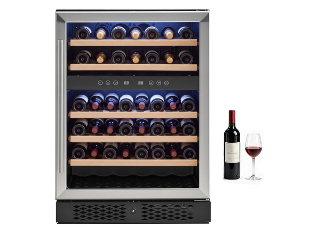 VEVOR 24 inch Wine Fridge 46-Bottle Wine Cooler Refrigerator for Home Bar, Dual Zone, Built-in or Freestanding Compressor Wine Cellar, with Lock,...