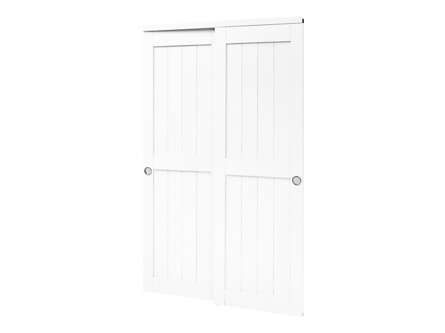 VEVOR Sliding Closet Doors 2-Panel, 48' (Double 25') x 80', All-Wood Bypass Sliding Door with Hardware Track Kit & Floor Guide, Modern Stylish &...