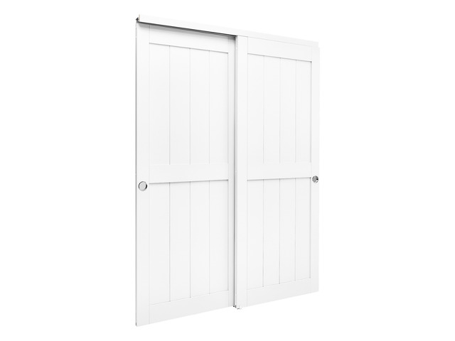 VEVOR Sliding Closet Doors 2-Panel, 60' (Double 31') x 80', All-Wood Bypass Sliding Door with Hardware Track Kit & Floor Guide, Modern Stylish &...