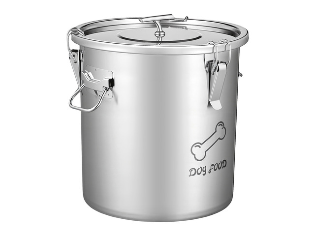 VEVOR Stainless Steel Dog Food Storage Container 17 lbs/5.28 Gal Capacity, for Living Room Kitchen, Airtight Lid & Dual Handles, 20L Large Metal...