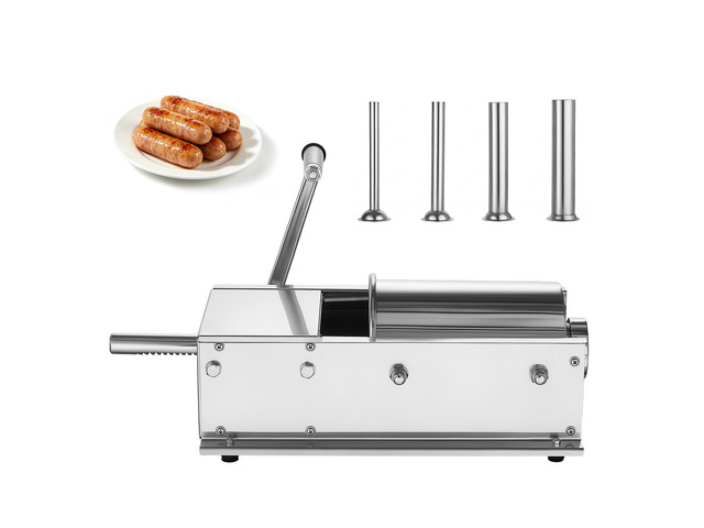 VEVOR Manual Sausage Stuffer 7 lbs/ 3L Horizontal Meat Maker Stainless Steel, for Home Camping Outdoor Grill BBQ, Dual-Speed Meat Stuffer,...