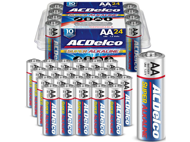 ACDelco 24-Count Double AA Batteries, Maximum Power Super Alkaline Battery for Home and Office, 10-Year Shelf Life, Reclosable Packaging