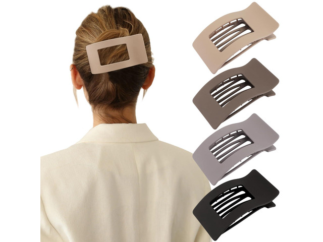 Flat Hair Clips for Women Girls, Matte Lay Flat Claw Clips, Strong Hold Large Side Hair Clip All Hair Types, French Duck Billed Hair Jaw Claw Clip,...