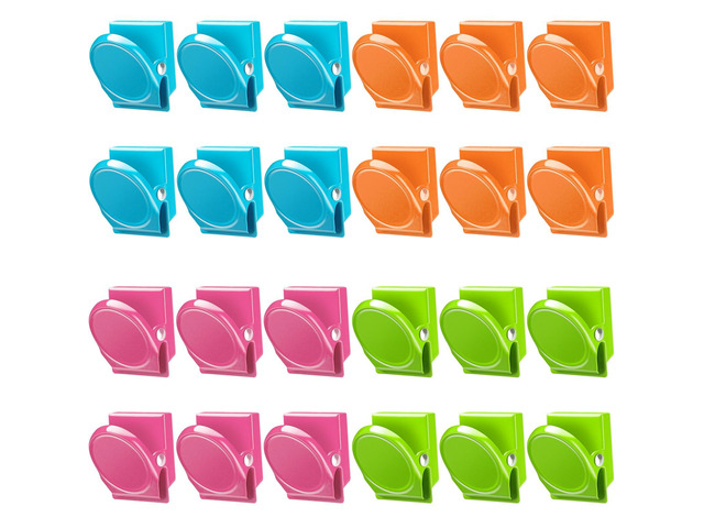 Magnetic Clips, 24 Pieces Magnetic Metal Chip Clips Fridge Magnets Refrigerator Whiteboard Locker Magnets Heavy Duty Clip Classroom Organization...