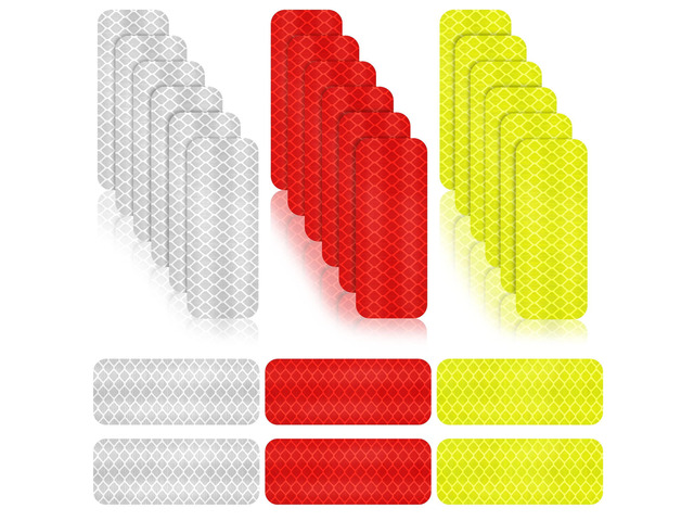 Warning Reflective Tape Stickers Safety Waterproof Night, 24 Pieces Outdoor Visibility Adhesive Reflective Stickers Strips Decal for Bike Mailbox...
