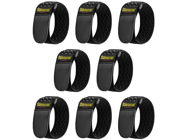 Elastic Cinch Straps with Anti-Slip Strips, 12'' x 2'' (8 Pack) Heavy Duty Multipurpose Hook and Loop Straps for Extension Cords, Cables, Ropes,...