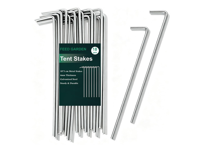 7 Inch Tent Stakes 18 Pack Yard Inflatable Stakes for Outdoor Decorations Metal Pegs Heavy Duty Garden Hooks Camping Tent Spikes for Canopies, Tarp...