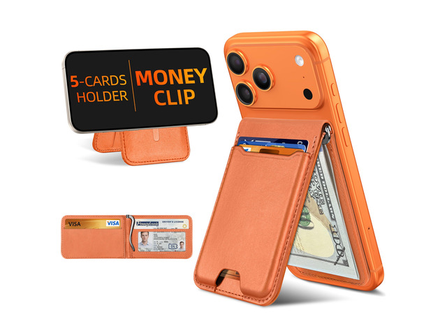 For Magsafe Wallet with Money Clip, 5 Card Holder, Adjustable Stand Strongest Magnetic Wallet for iPhone 17/16/15/14/13/12 Series, ID Window,...