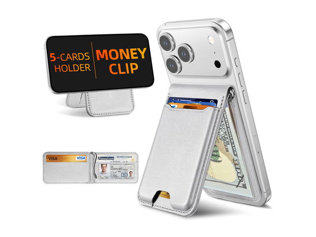 For Magsafe Wallet with Money Clip, 5 Card Holder, Adjustable Stand Strongest Magnetic Wallet for iPhone 17/16/15/14/13/12 Series, ID Window,...