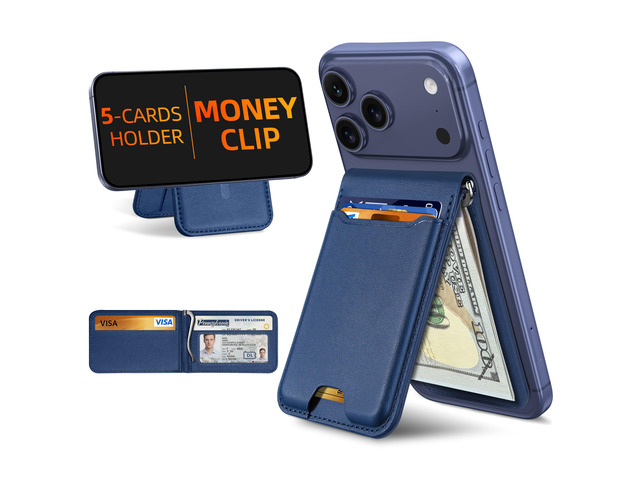 For Magsafe Wallet with Money Clip, 5 Card Holder, Adjustable Stand Strongest Magnetic Wallet for iPhone 17/16/15/14/13/12 Series, ID Window,...