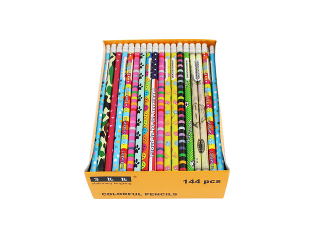 Assorted Colorful Wooden Pencils, 144 Count Pencil Assortment,with Erasers Novelty Pencils, Awards & Incentives, No.2 HB, 12 Assorted Colors